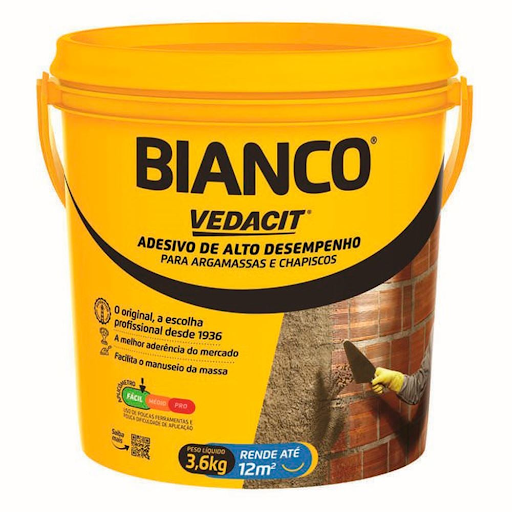 Balde de VEDACIT BIANCO (Adesivo de Alto Desempenho para argamassas e chapiscos). O produto garante a melhor aderência do mercado e facilita o manuseio da massa. Ideal para aproveitar as promoções black friday em materiais de construção. Balde de VEDACIT BIANCO (Adesivo de Alto Desempenho para argamassas e chapiscos). O produto garante a melhor aderência do mercado e facilita o manuseio da massa. Ideal para aproveitar as promoções black friday em materiais de construção.